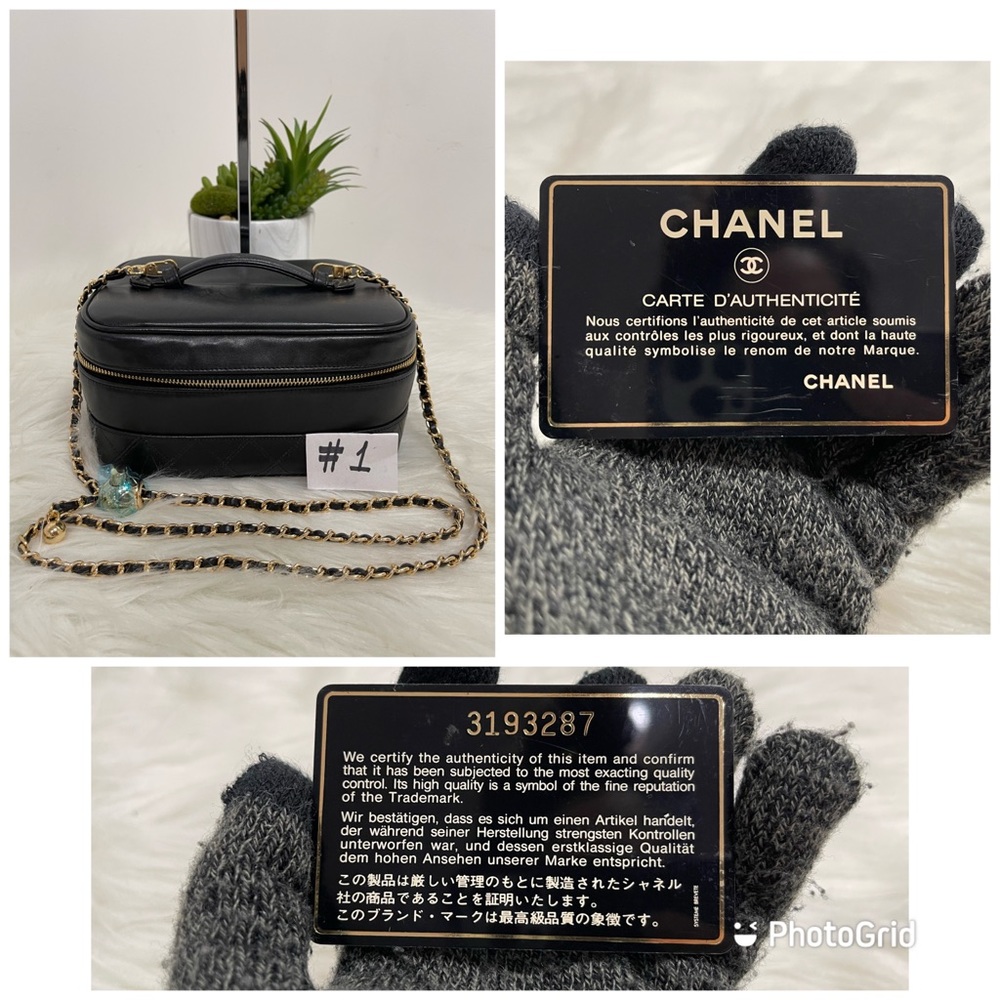 Lambskin Vanity Cosmetic Case Black #1 - Picture 2 of 16